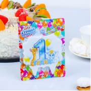 Свеча для торта цифра «1 годик, зверушки» "1" синяя.