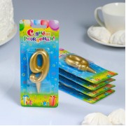 Свеча для торта цифры "Золотая 9", 1 шт
