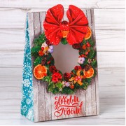 Коробочка для подарка "С Новым Годом", венок, 15*22*7 см.