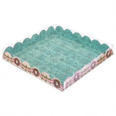 Коробочка с прозрачной крышкой для пряников "Сказочного Праздника", 21*21*3 см.